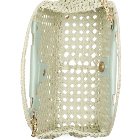 HOUSE OF HARLOW 1960 Framed Raffia Satchel - Picture 4 of 6